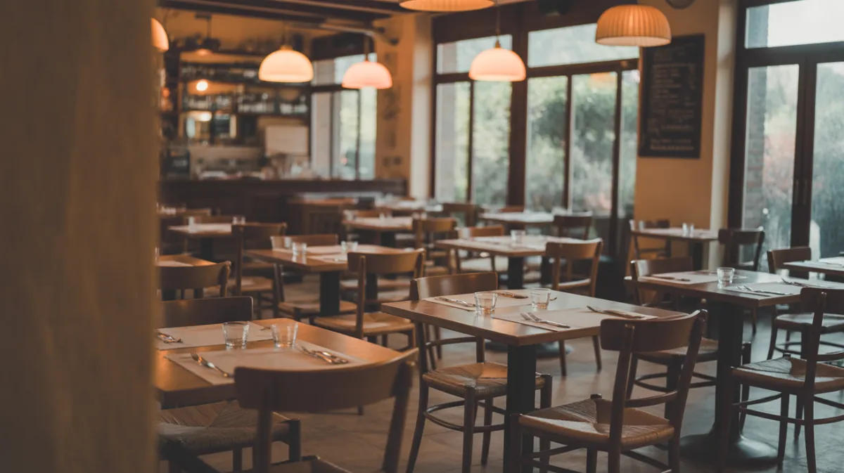 Intérieur chaleureux du restaurant Test à Mios